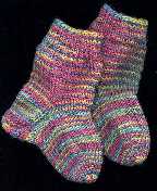 baby socks in Lorna's Laces pastel rainbow sock yarn
